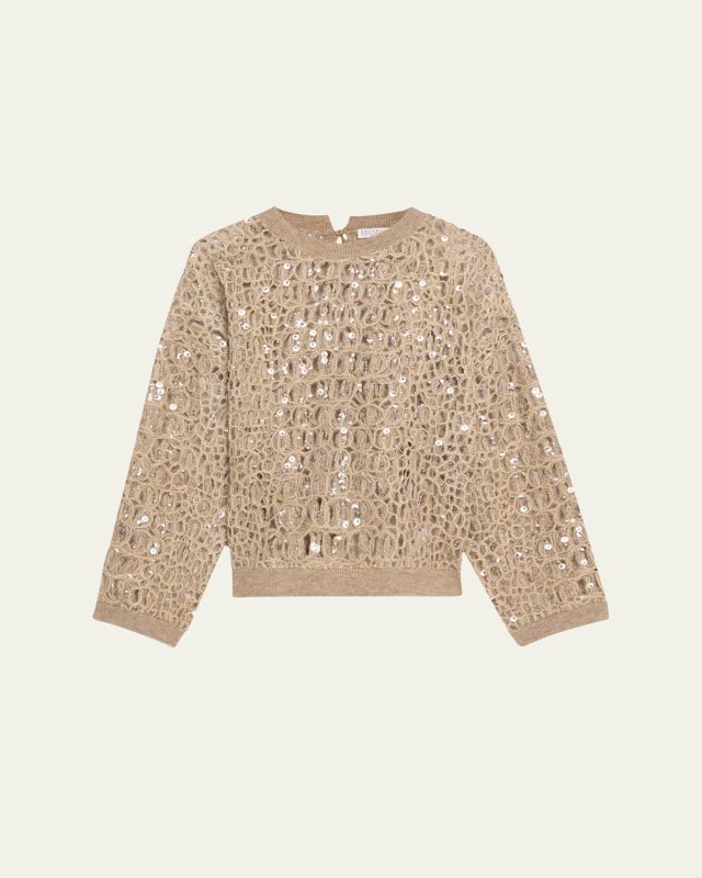 Sequined Crocco-Effect Embroidered Mohair Wool Sweater